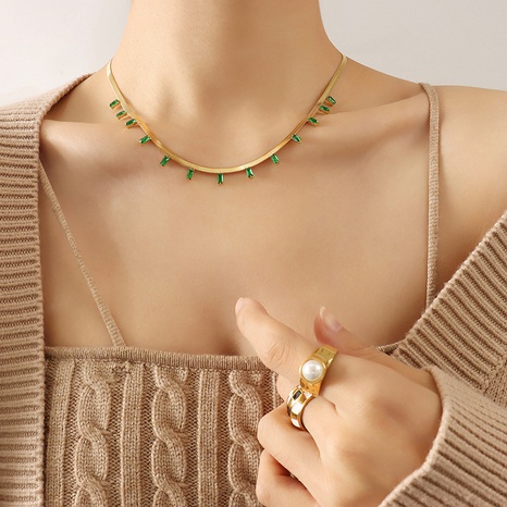 texture zircon pendant snake bone geometric fashion simple titanium steel necklace's discount tags