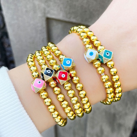 Perles de cuivre de style punk hip-hop incrusté de zircon bracelet tressé bracelet oeil du diable en gros's discount tags