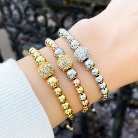 nouveau bracelet de perles de transfert simple en perles de cuivre en gros's discount tags