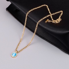 Fashion luxury natural oval amazonite pendant titanium steel necklace wholesale