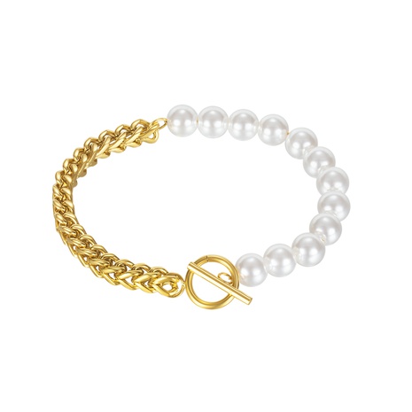 niche personnalité couture chaîne perle boucle OT bracelet en acier inoxydable femmes's discount tags