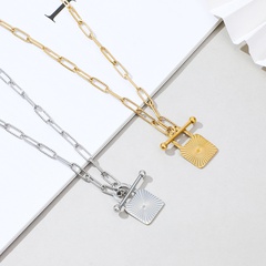 European and American new OT buckle stainless steel lock pendant necklace wholesale