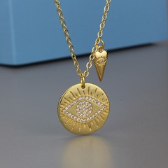 European and American eye round necklace gold-plated zirconium copper pendant necklace