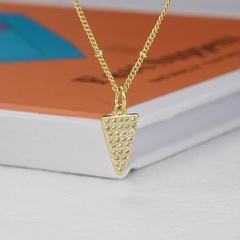 new style inlaid zirconium triangle copper gold-plated pendant necklace simple jewelry