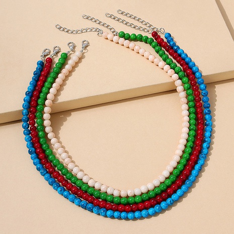 ensemble créatif de colliers de perles de verre de couleur unie ethnique's discount tags