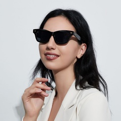 simple square tortoiseshell rivets small frame women sunglasses