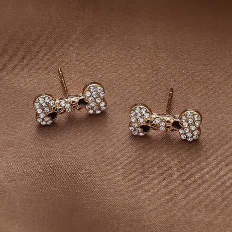 Fashion rhinestone dog bone earrings simple alloy earrings  NHNJ592918's discount tags