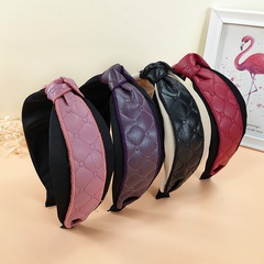 new vintage simple contrast color headband fashion pu hair accessories