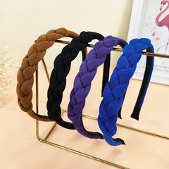 simple Klein blue solid color braid simple thin braid suede pressure headband