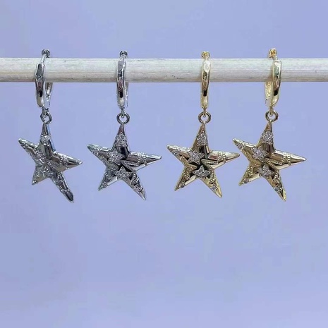 Nouvelles boucles d'oreilles étoiles à cinq branches femmes boucles d'oreilles en cuivre en gros's discount tags
