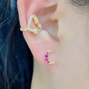 Fashion geometric color zircon star moon small copper earringspicture6