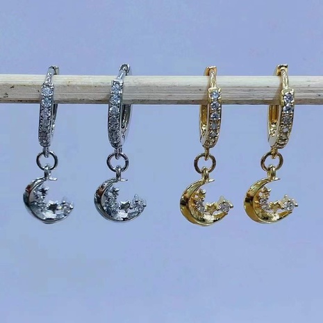 Korean crescent earrings creative moon copper earrings wholesale NHWG592991's discount tags