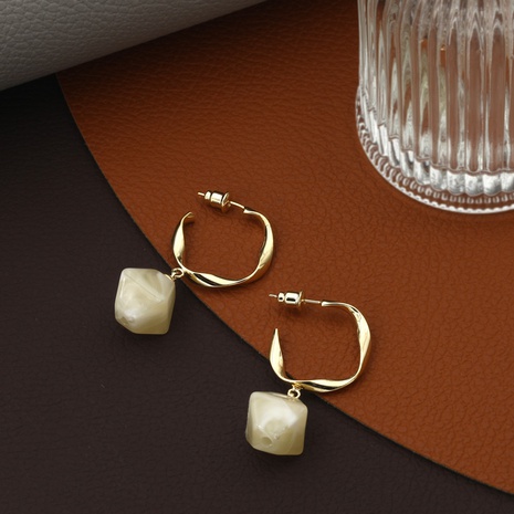 simple geometric classic three-dimensional square earrings NHIK594073's discount tags
