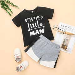 fashion children clothing printing short-sleeved suits casual letters T-shirt shorts two-piece set