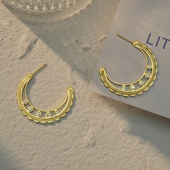 Fashion new hollow moon diamond earrings women's titanium steel earrings wholesale