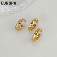 new twill C-shaped retro wheat ear open stainless steel ring