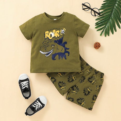 Mode Kinderbekleidung grün Kurzarm T-Shirt Kinderanzug's discount tags
