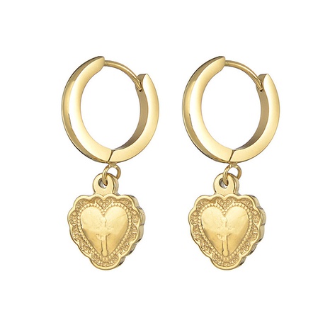 new niche design cross heart earrings titanium steel earrings wholesale  NHOUB593289's discount tags