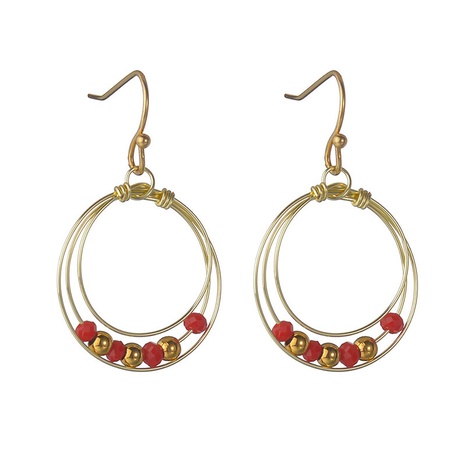 Nouvelles boucles d'oreilles de perles de couleur de mode simples boucles d'oreilles en cuivre pour femmes en gros's discount tags