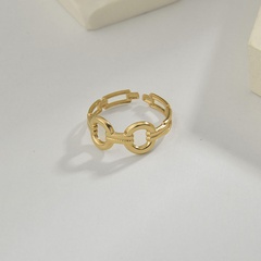 retro hollow chain geometric open finger stainless steel ring