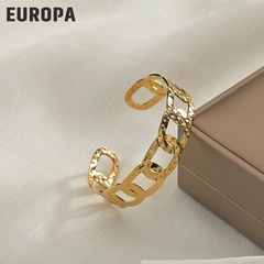 Fashion hollow geometric embossed C-shaped titanium steel bracelet