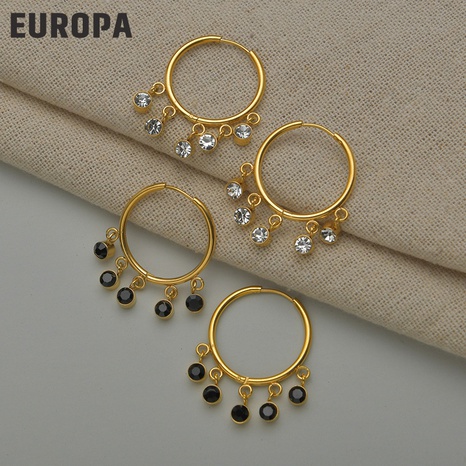 Fashion black diamond earrings women's titanium steel earrings wholesale's discount tags
