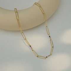 titanium steel strip stitching rice bead collarbone chain simple necklace