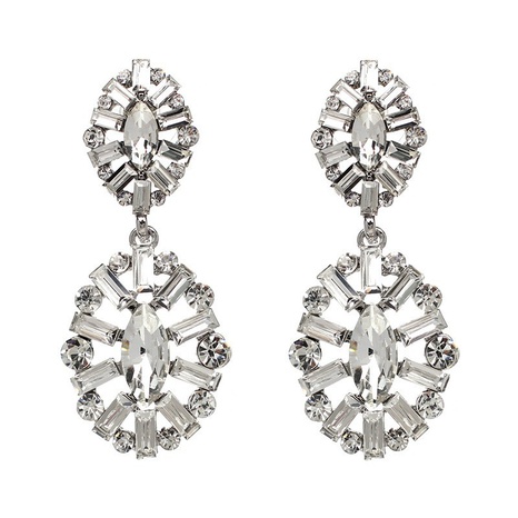 Europe and the United States exaggerated alloy diamond hollow earrings wholesale's discount tags