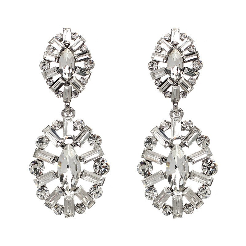 Europe and the United States exaggerated alloy diamond hollow earrings wholesale
