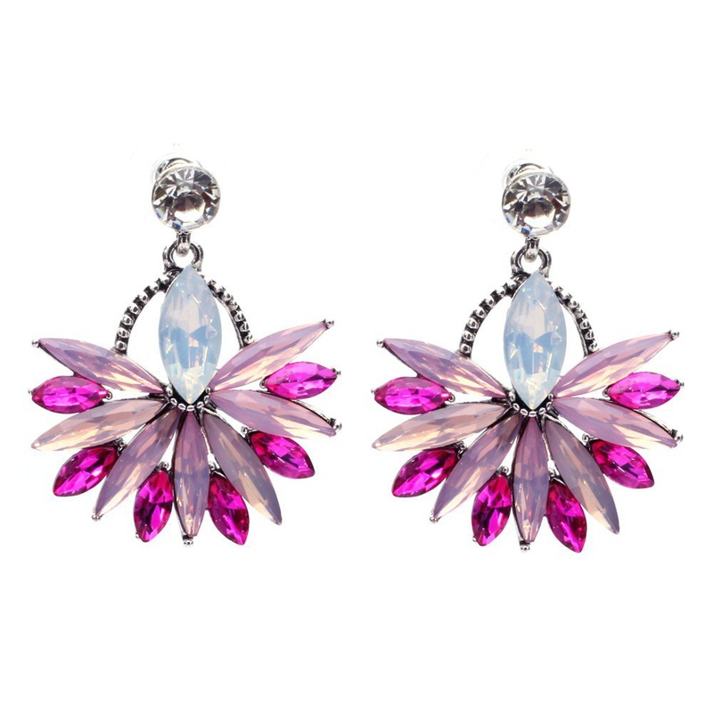Europische und amerikanische Modeschmucklegierung Diamantblume bunte Ohrringe