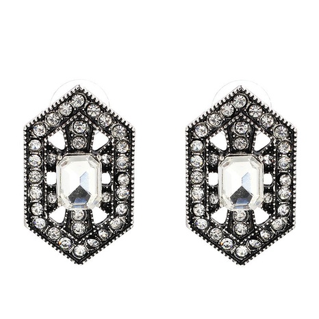 Boucles d'oreilles hexagonales en diamant en alliage rétro européen et américain en gros's discount tags
