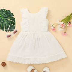 2022 girls sleeveless dress casual white little vest summer children's clothing