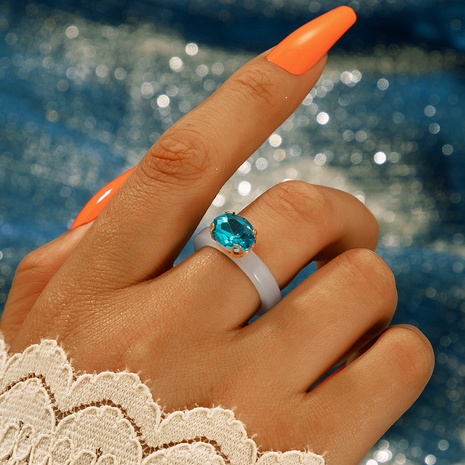 anillo único de zafiro de resina de joyería geométrica de moda's discount tags