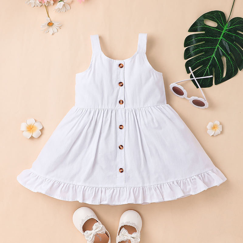 childrens clothing 2022 summer baby suspender skirt casual white girls dress