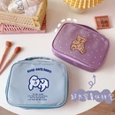 Korean cute bear canvas print handbag portable largecapacity cosmetic bagpicture6