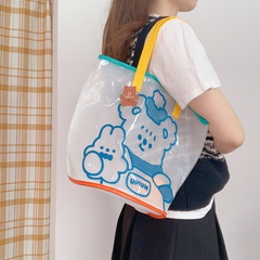 Cute transparent pvc bear jelly bag large capacity shopping fitness shoulder bag