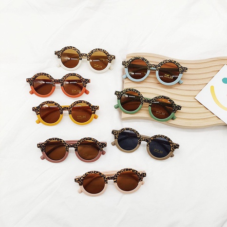 Nuevas gafas de sol para niños, gafas de sol a juego de color con estampado de leopardo y montura redonda a la moda's discount tags