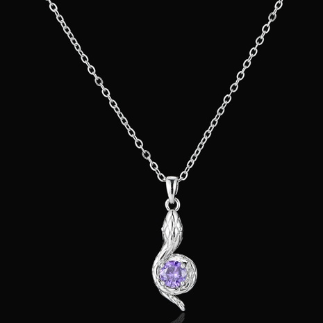 Collar de serpiente colgante de diamantes de imitación púrpura de nueva moda's discount tags
