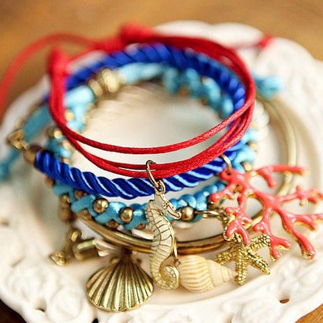 trend 5 sets of shells contrasting colors multi-element marine shells starfish bracelets's discount tags