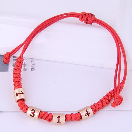 Bracelet à cordes rouge chanceux 1314 en métal simple à la mode coréenne's discount tags