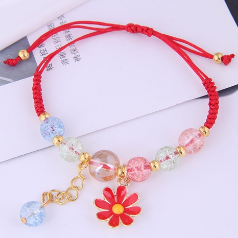 fashion simple daisy pendant crystal beads braided rope bracelet's discount tags