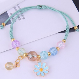 fashion simple daisy pendant crystal beads braided rope braceletpicture11