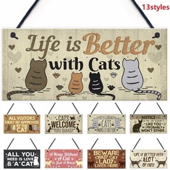 European and American wooden sign cat tag listing ornaments wood decoration