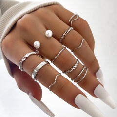 personality trend simple wave twist open pearl joint ten-piece ring