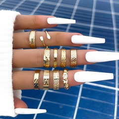 fashion retro simple carved geometric joint ring trend ten-piece set