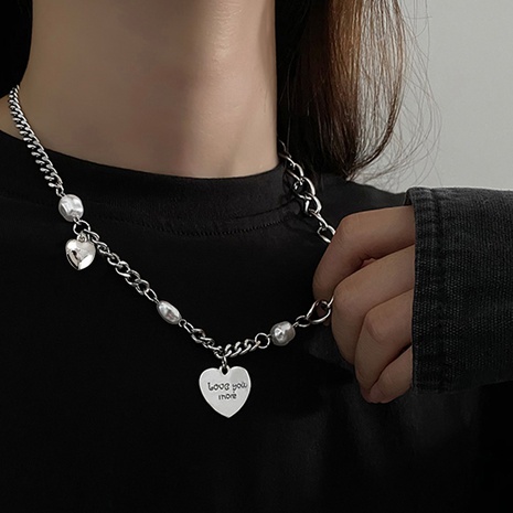 kreative Perlenstickerei Herz Buchstabe Anhänger Legierung Halskette's discount tags