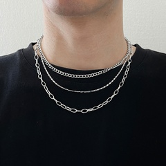 ensemble de trois pièces de collier en alliage empilé hip-hop à la mode multicouche simple