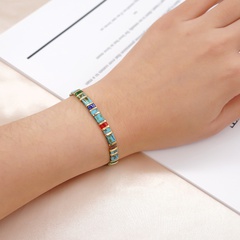 Bracelet de perles Miyuki en verre à motif floral vert bohème simple en gros