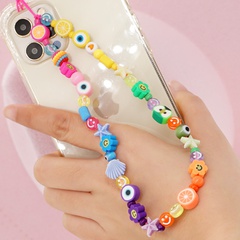 Acrylic glass round eyes mixed color transparent color smiley fruit mobile phone rope