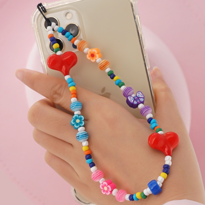bohemian colored glass beads handbeaded mobile phone chain wholesale